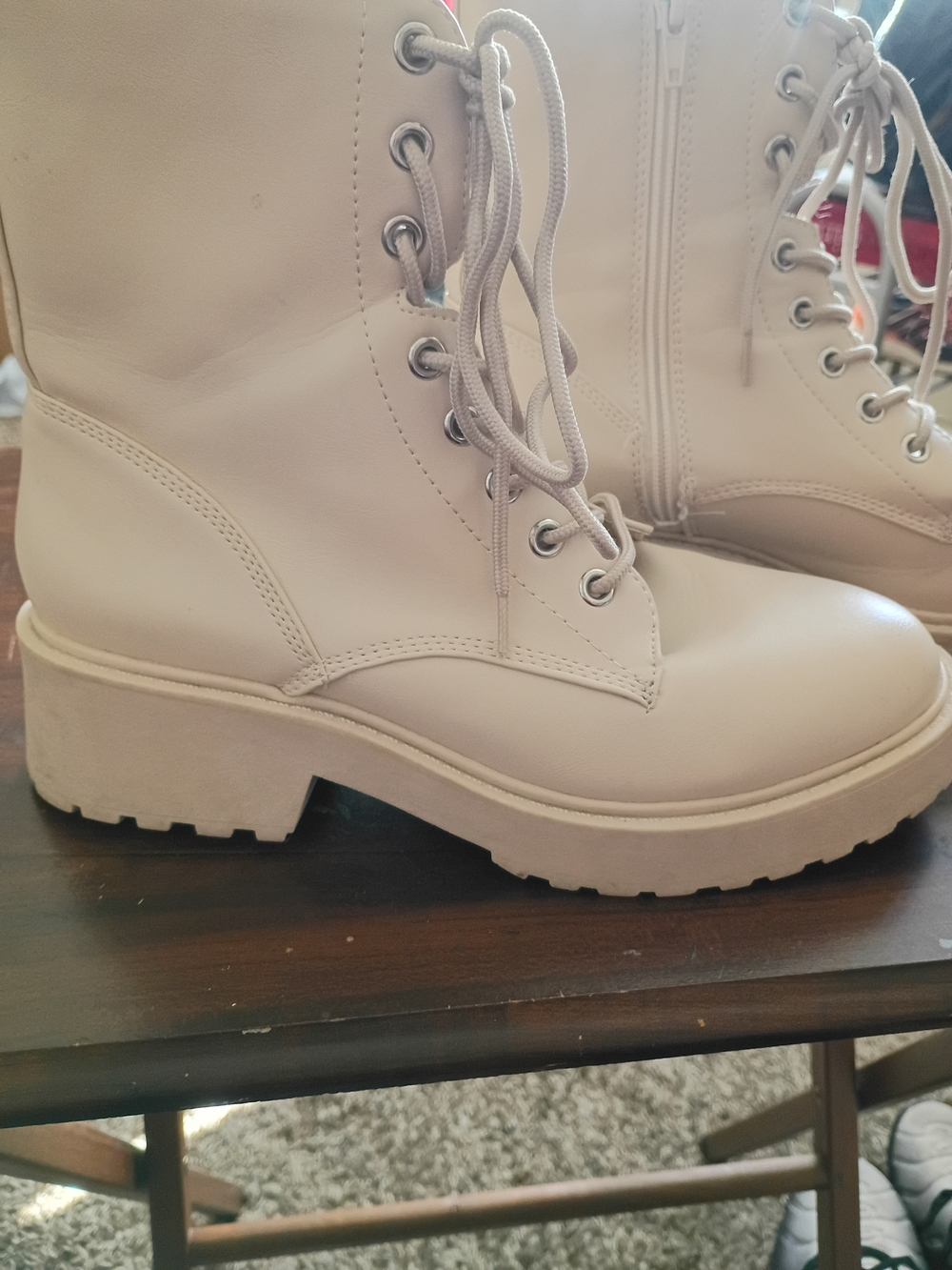 Women’s Lace-Up Platform Combat Boots - Tan